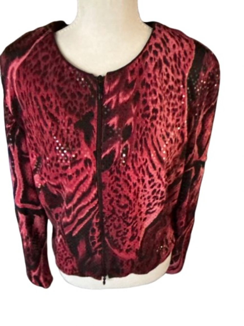 XL Fun Sparkly JOSEPH RIBKOFF Zipper Jacket Y2K 90s Vintage Designer Extra Large